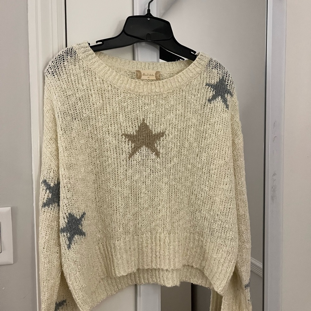 Altar'd State Cream Sweater with Star Accents